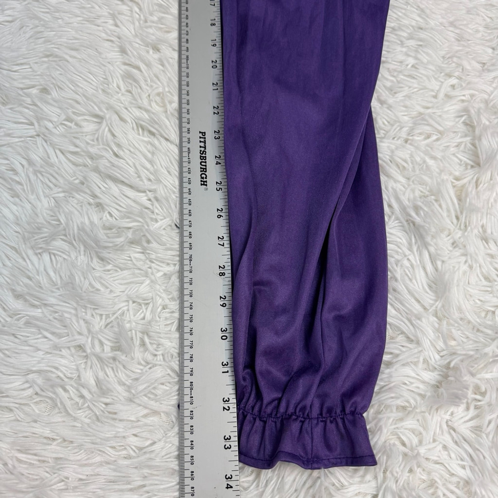 Vintage Purple Lace Jumpsuit Nylon Sheer Wide Leg 70s Disco Boho Made USA M - Picture 12 of 13